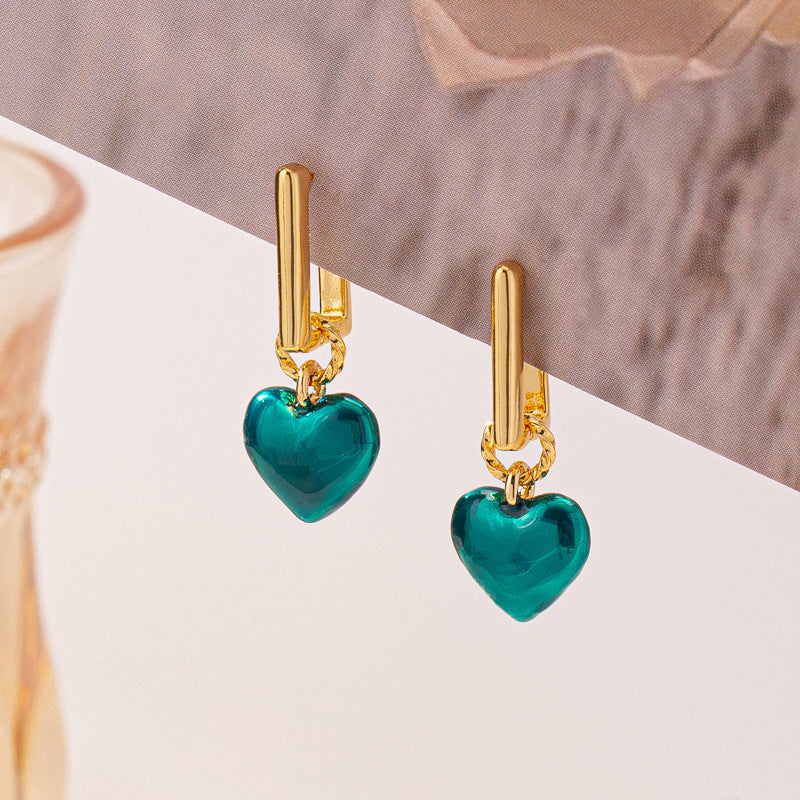 Green Heart Glow Earrings