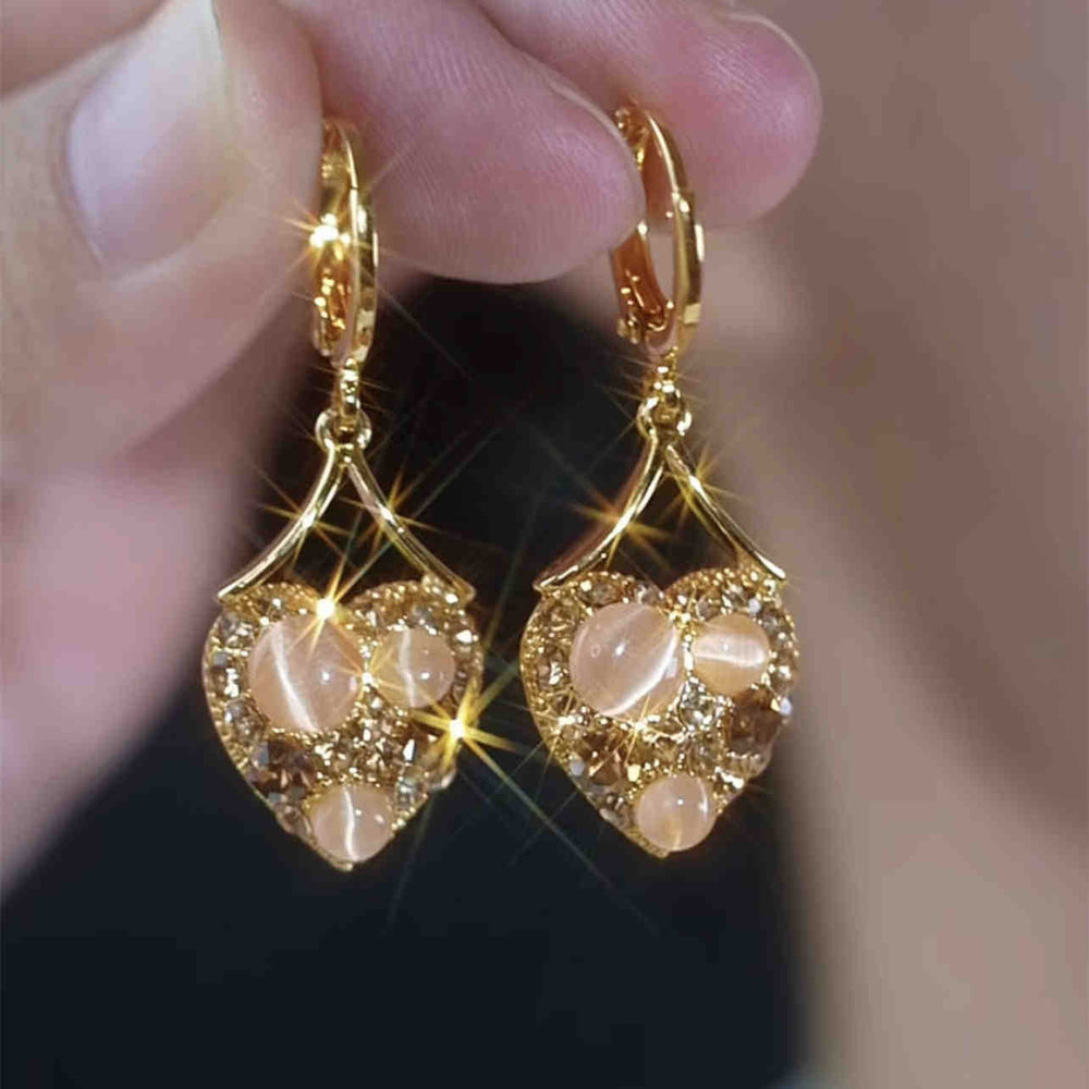 Golden Glitter Heart Earrings