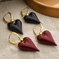 Black Flame Heart Earrings