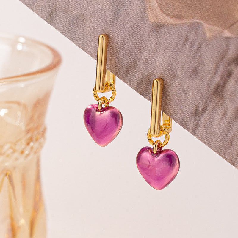 Pink Heart Glow Earrings