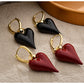 Black Flame Heart Earrings