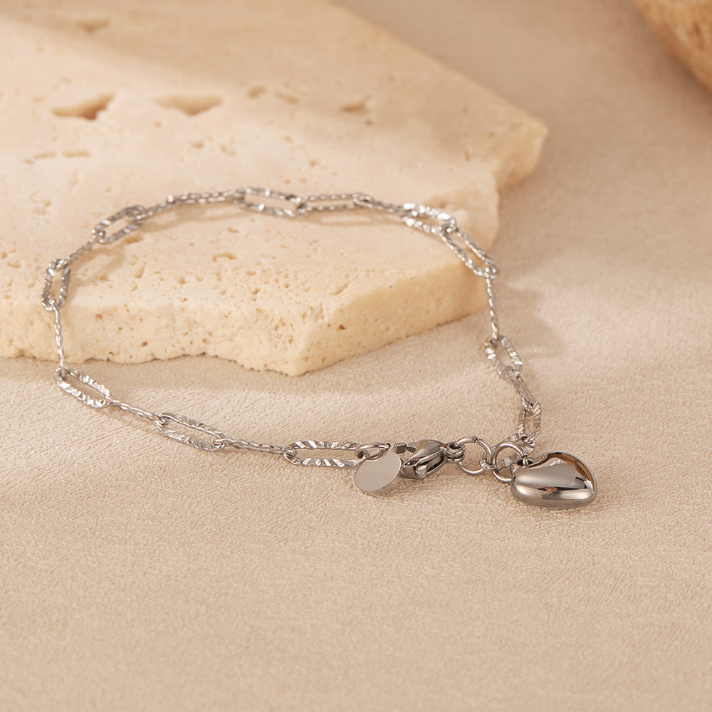 Silver Heart link Bracelet