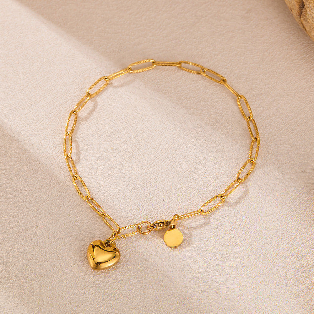 Golden Heart Link Bracelet