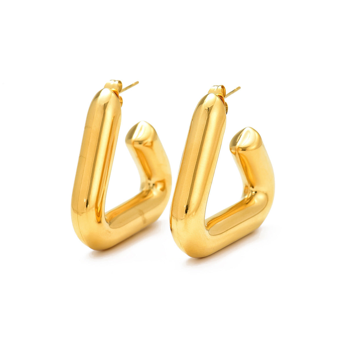 Radiant Triangle gold earrings