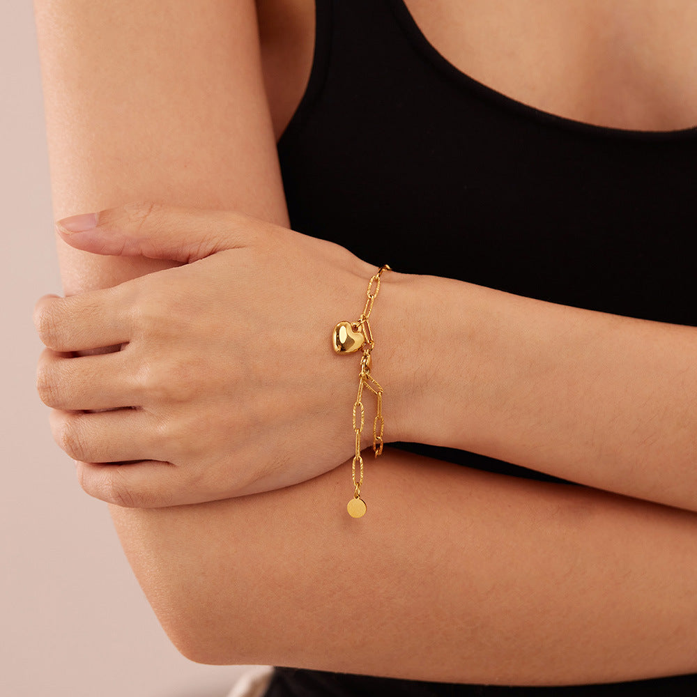 Golden Heart Link Bracelet