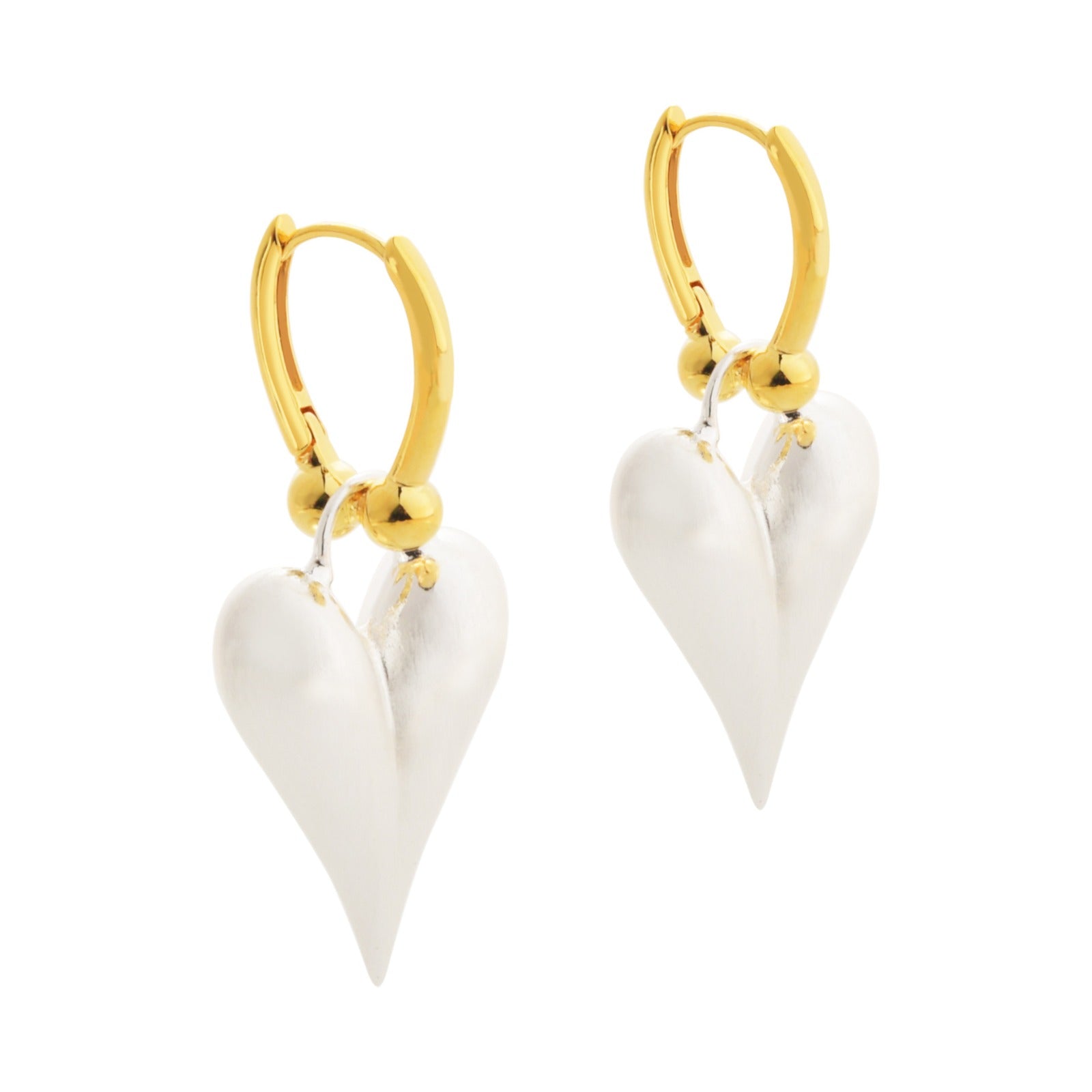 Golden Ring Silver Heart Earrings