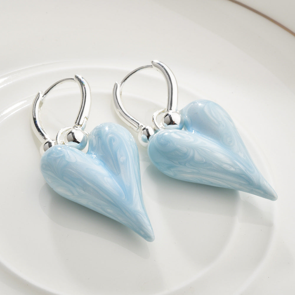 Silver Sky Heart Drop Earrings