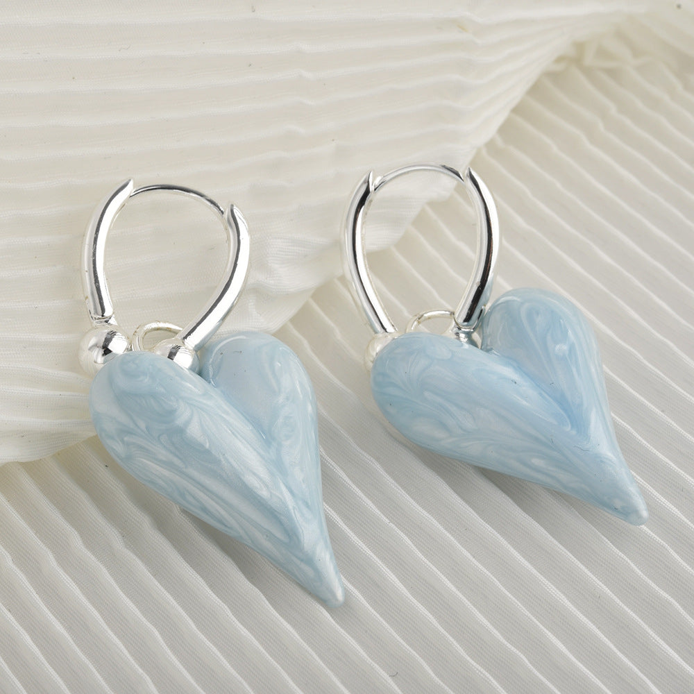Silver Sky Heart Drop Earrings