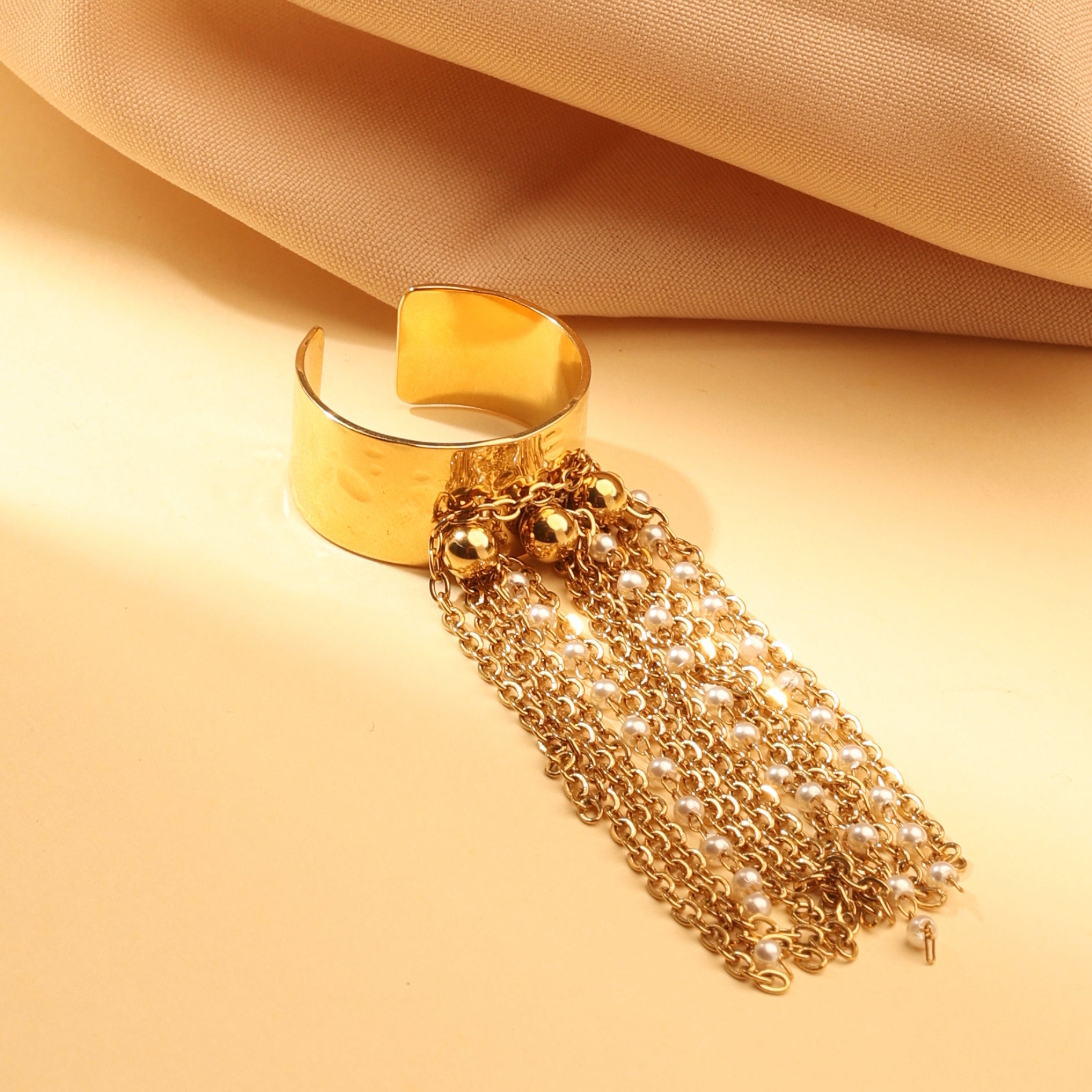Golden Cascade Statement Ring