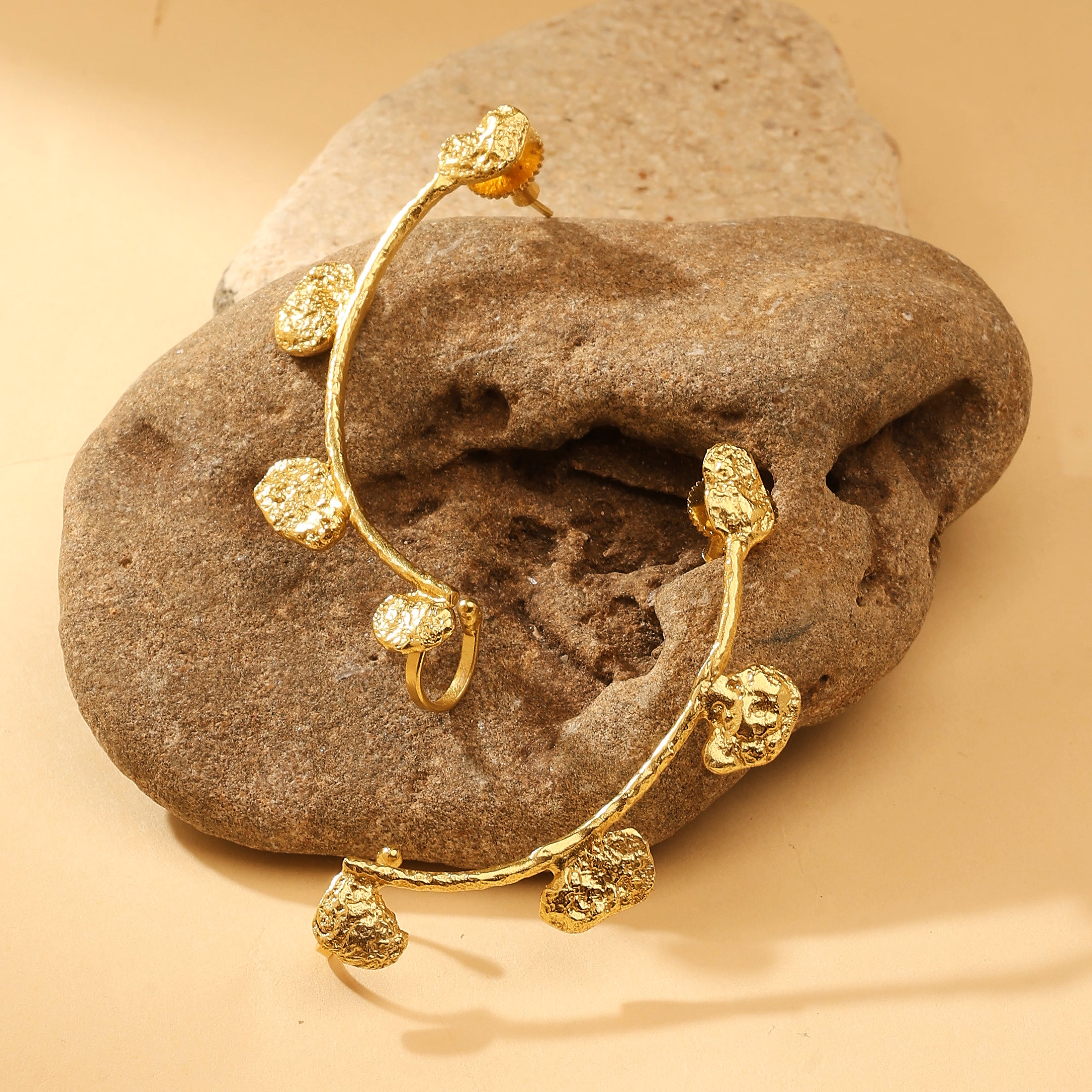 Molten Gold Vine Hoop Earring