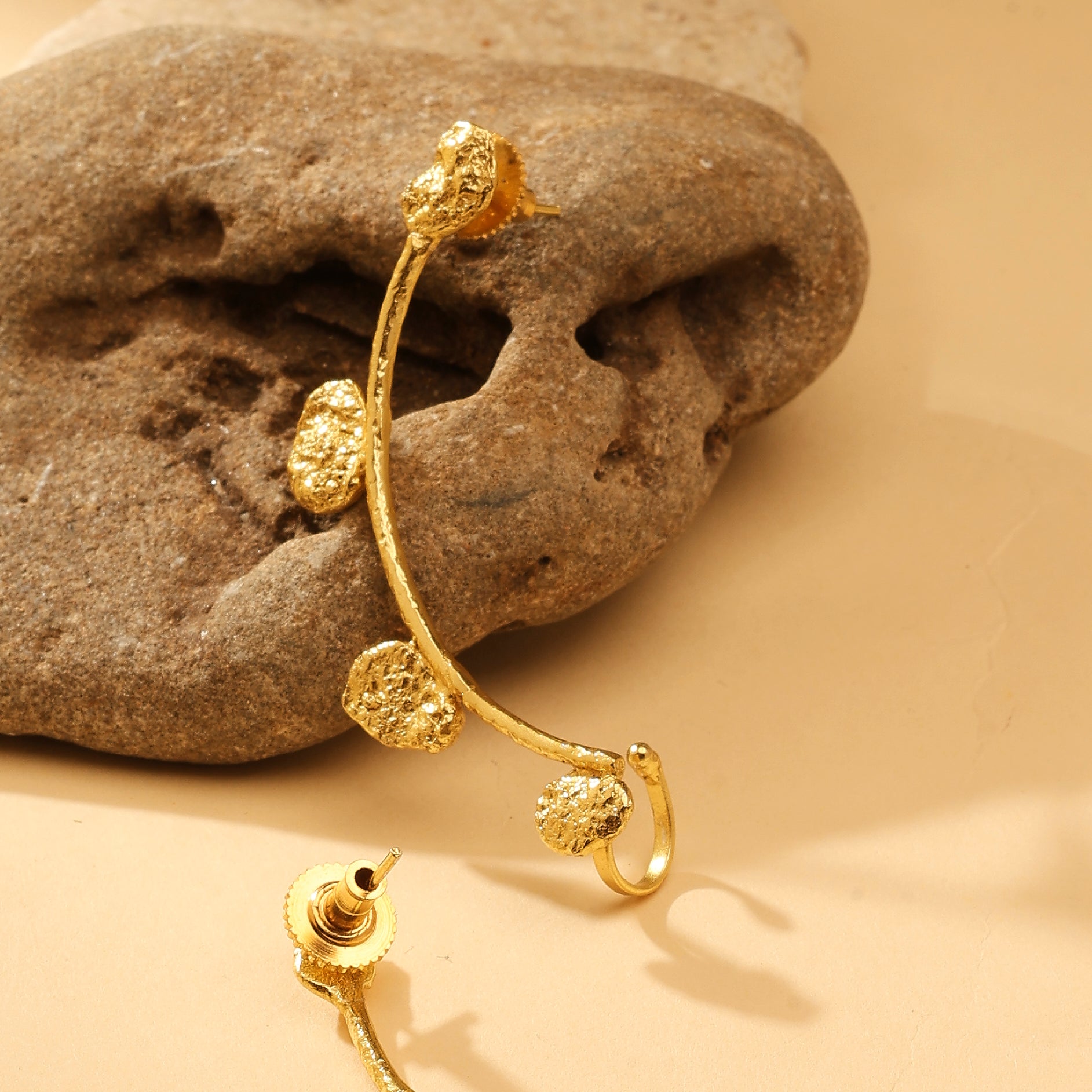 Molten Gold Vine Hoop Earring