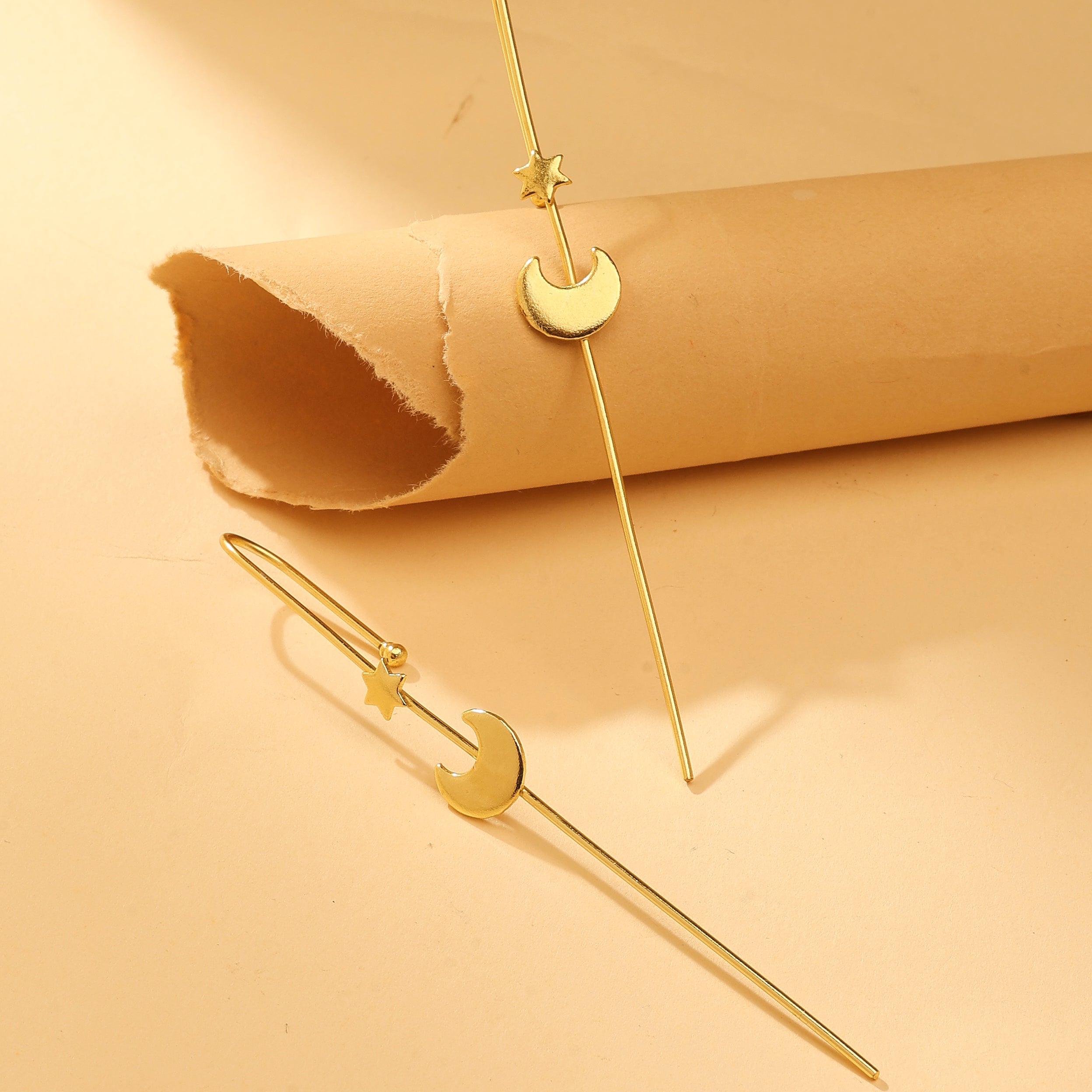 Celestial Star & Moon Threader Earrings
