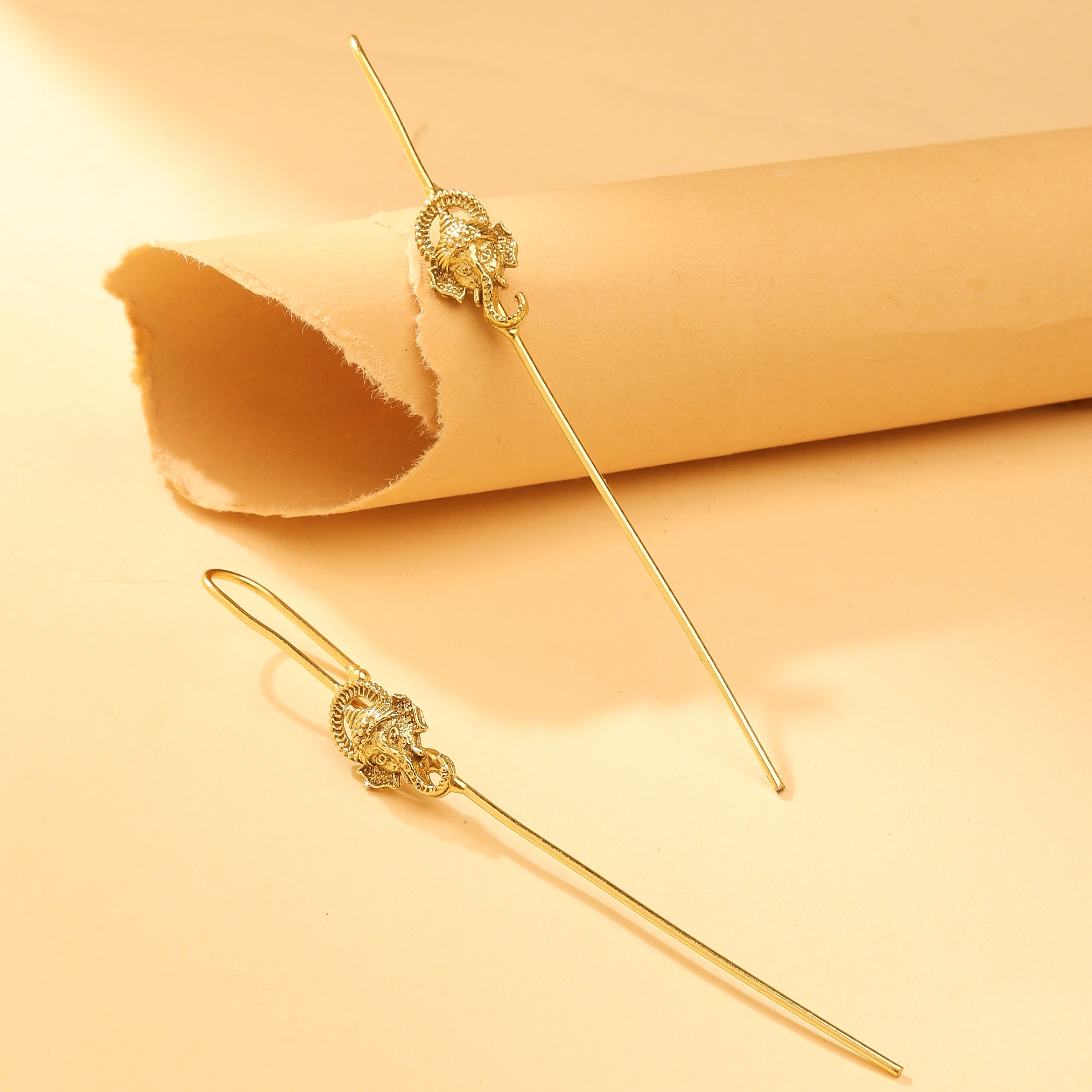 Antique Gold Elephant Threader Earrings