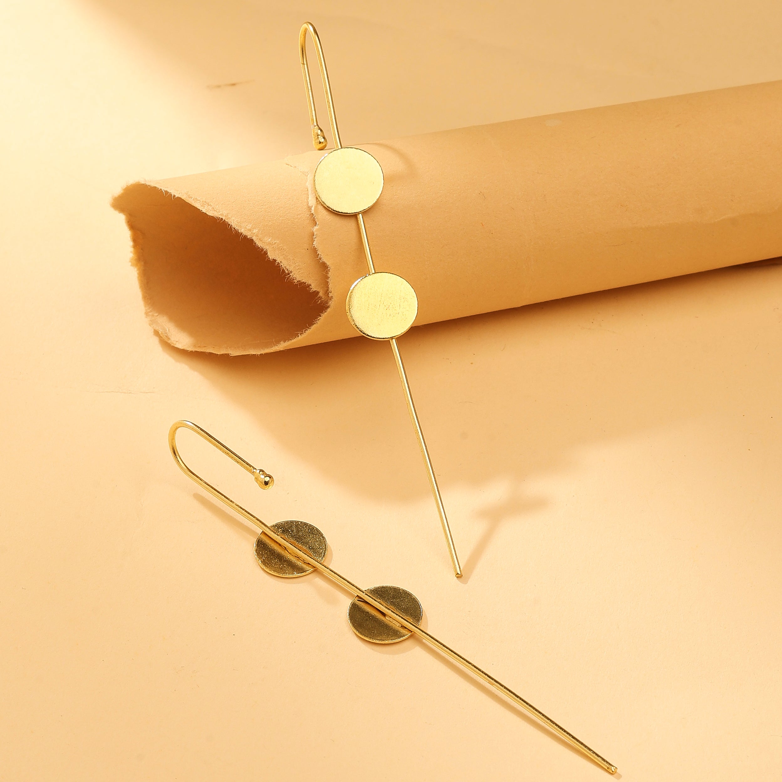 Double Disc Ear Cuff Earrings