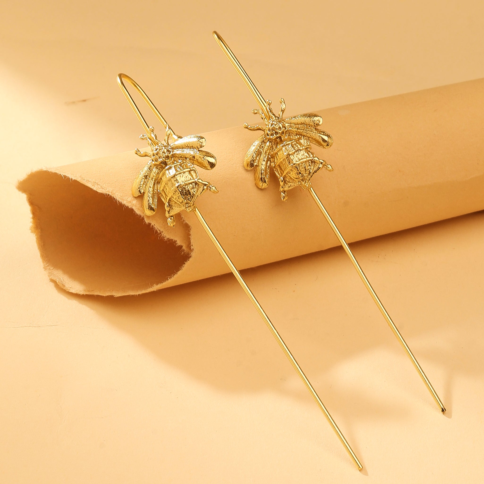 Golden Bee Ear Cuff Earrings
