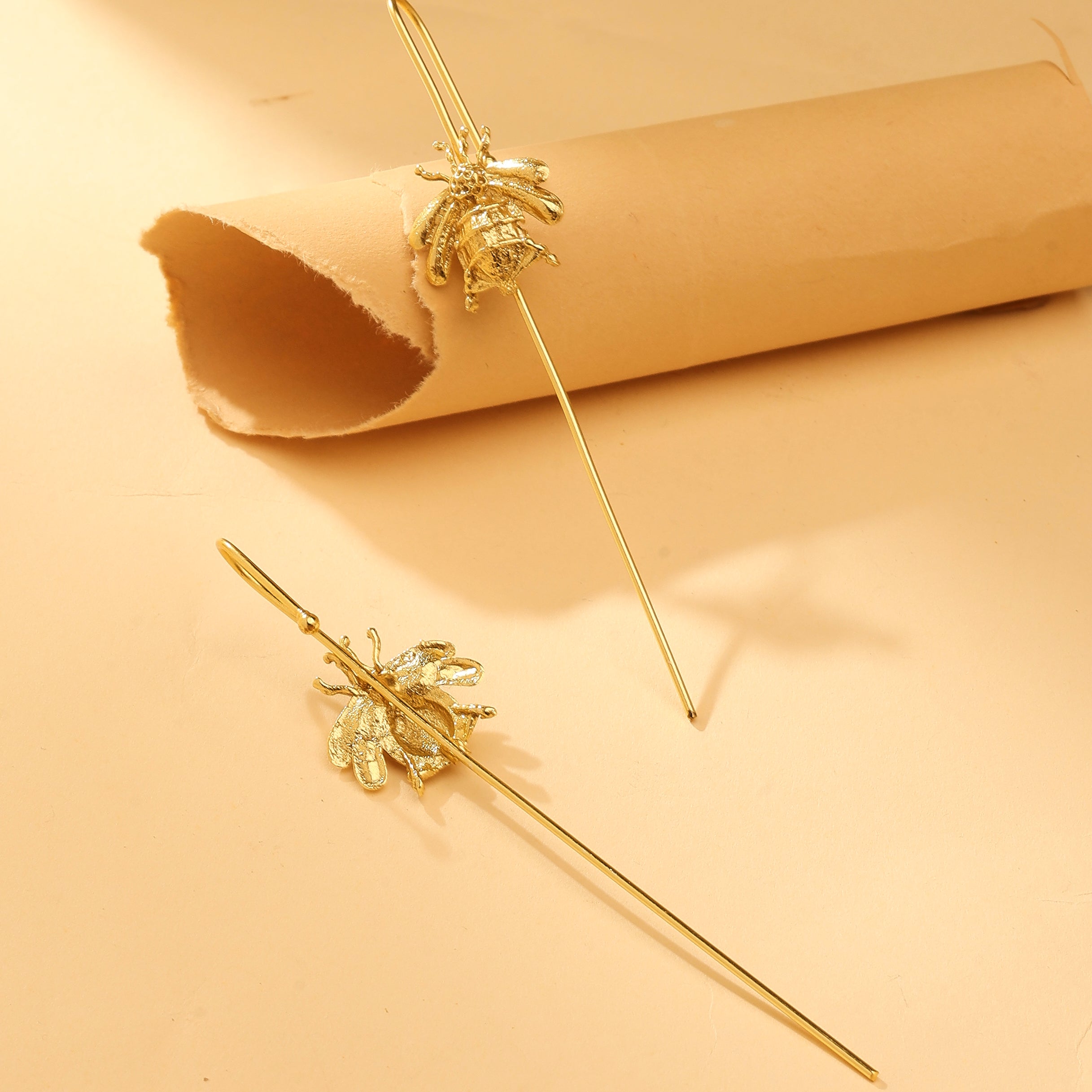 Golden Bee Ear Cuff Earrings
