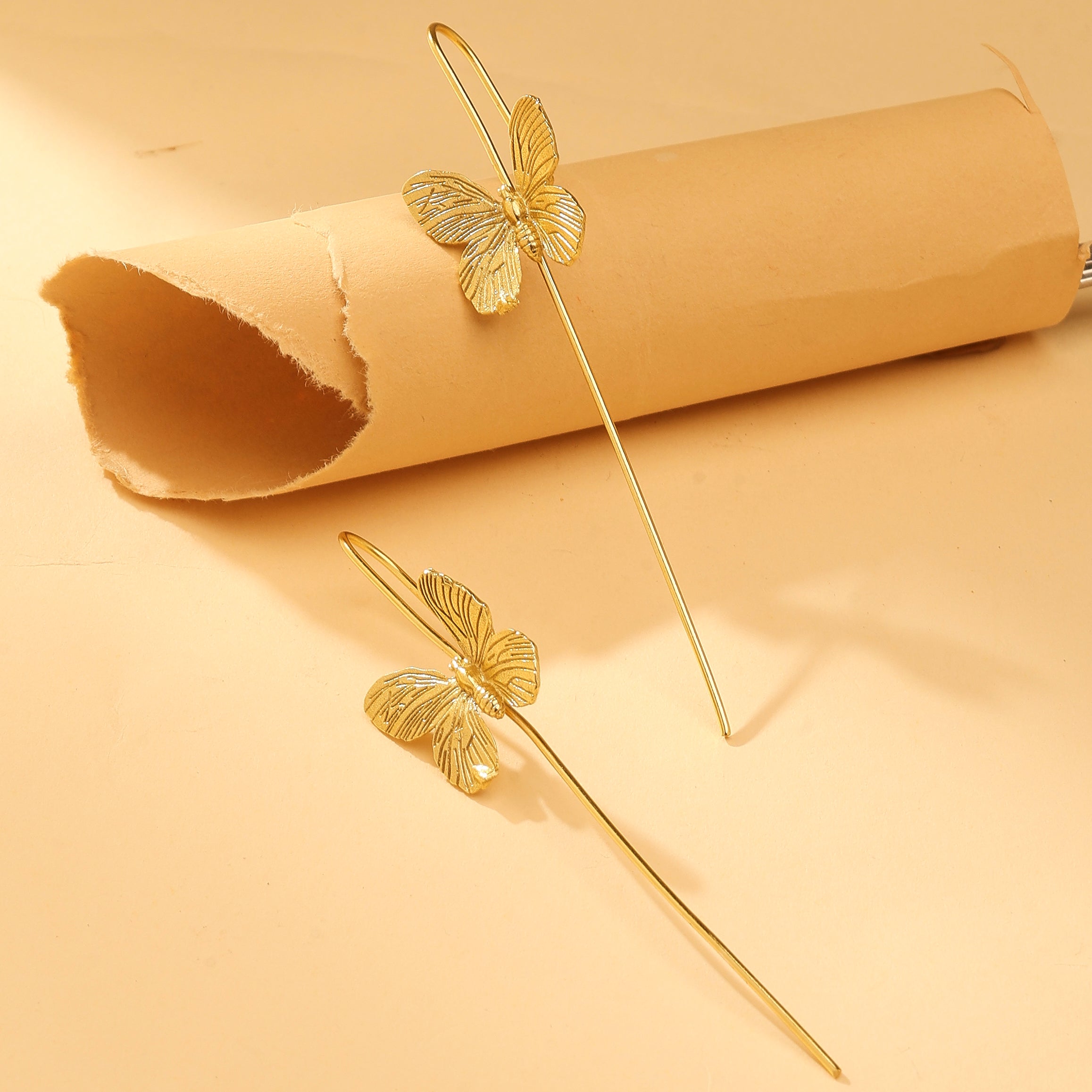 Golden Butterfly Ear Cuff Earrings