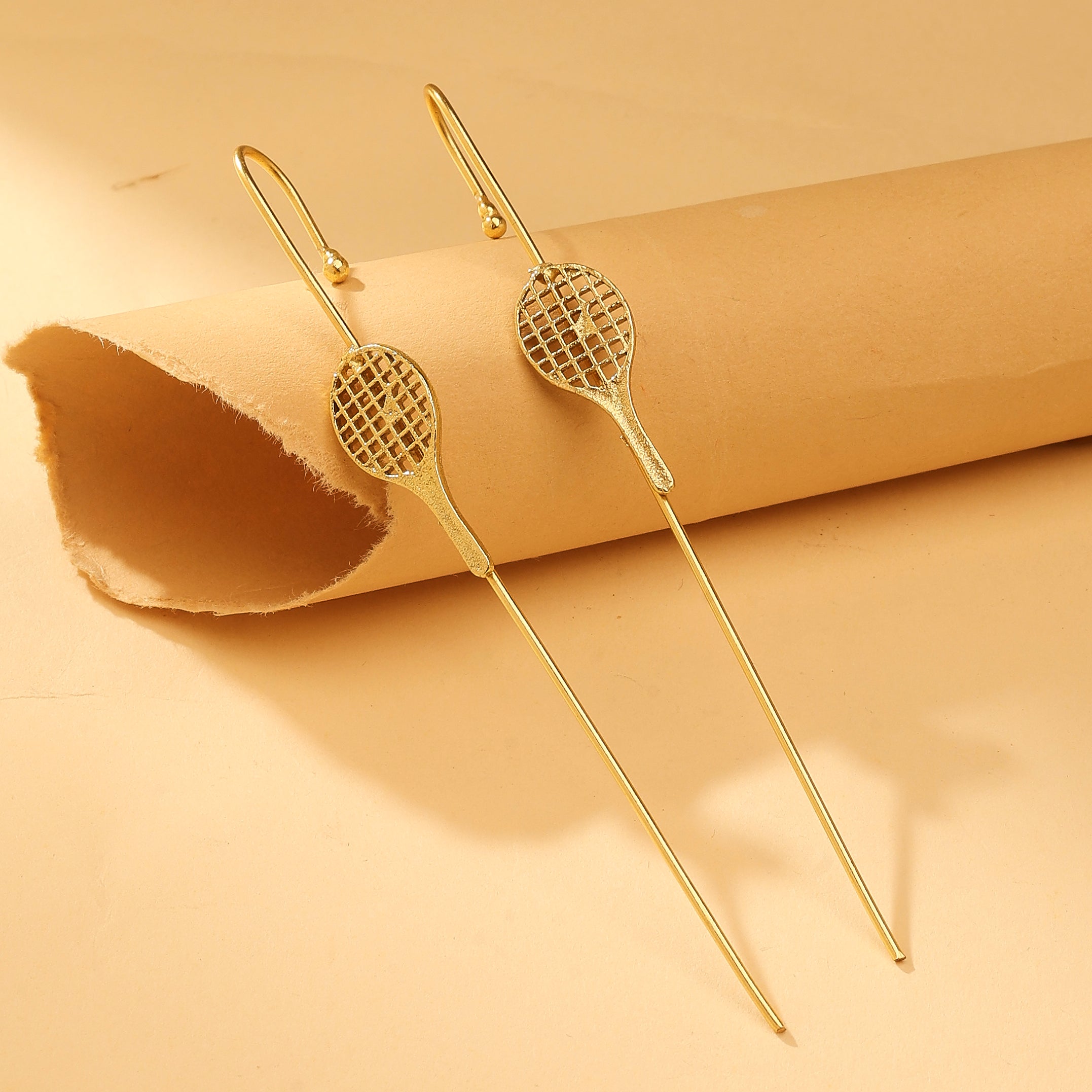 Golden Tennis Racket Ear Cuff Earrings