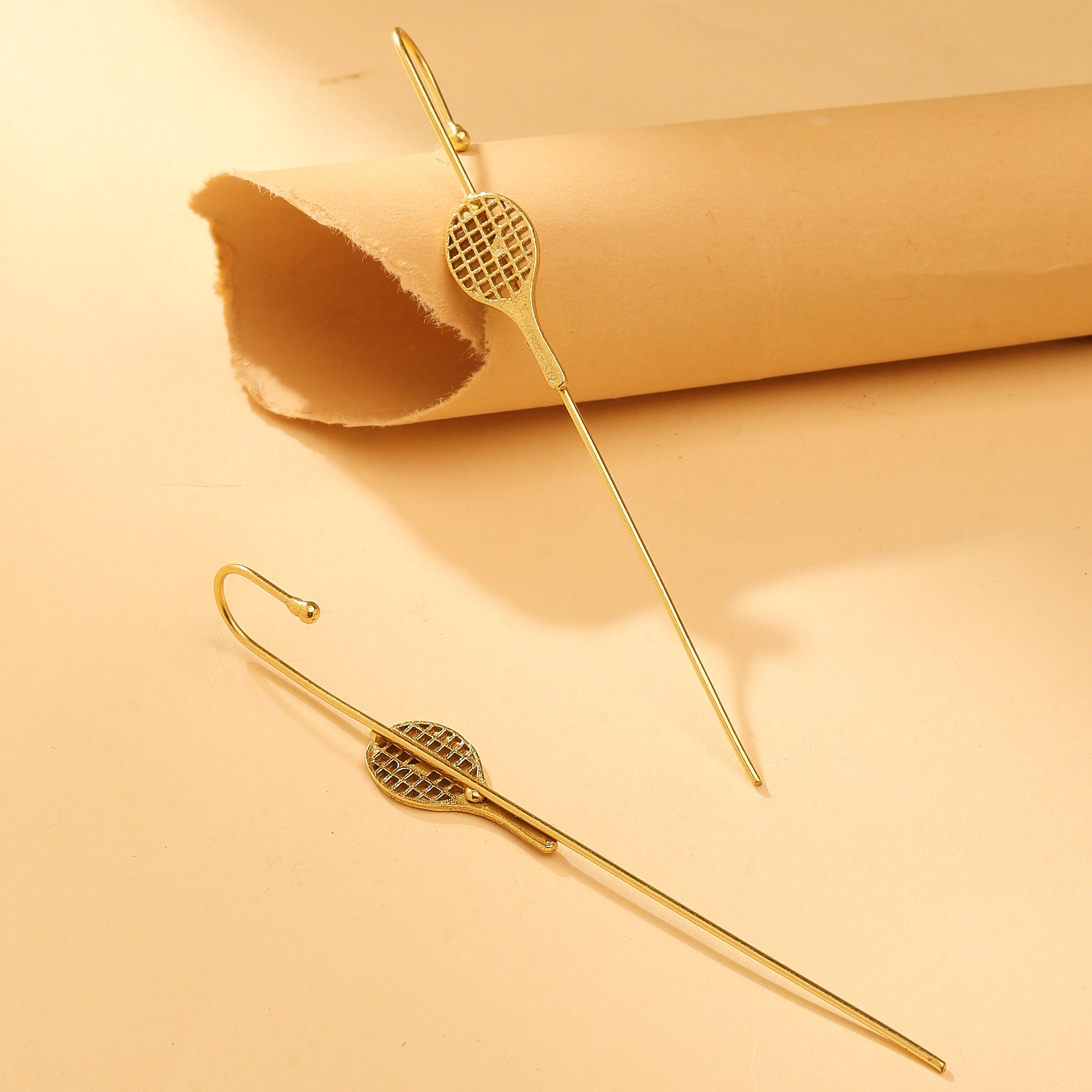 Golden Tennis Racket Ear Cuff Earrings