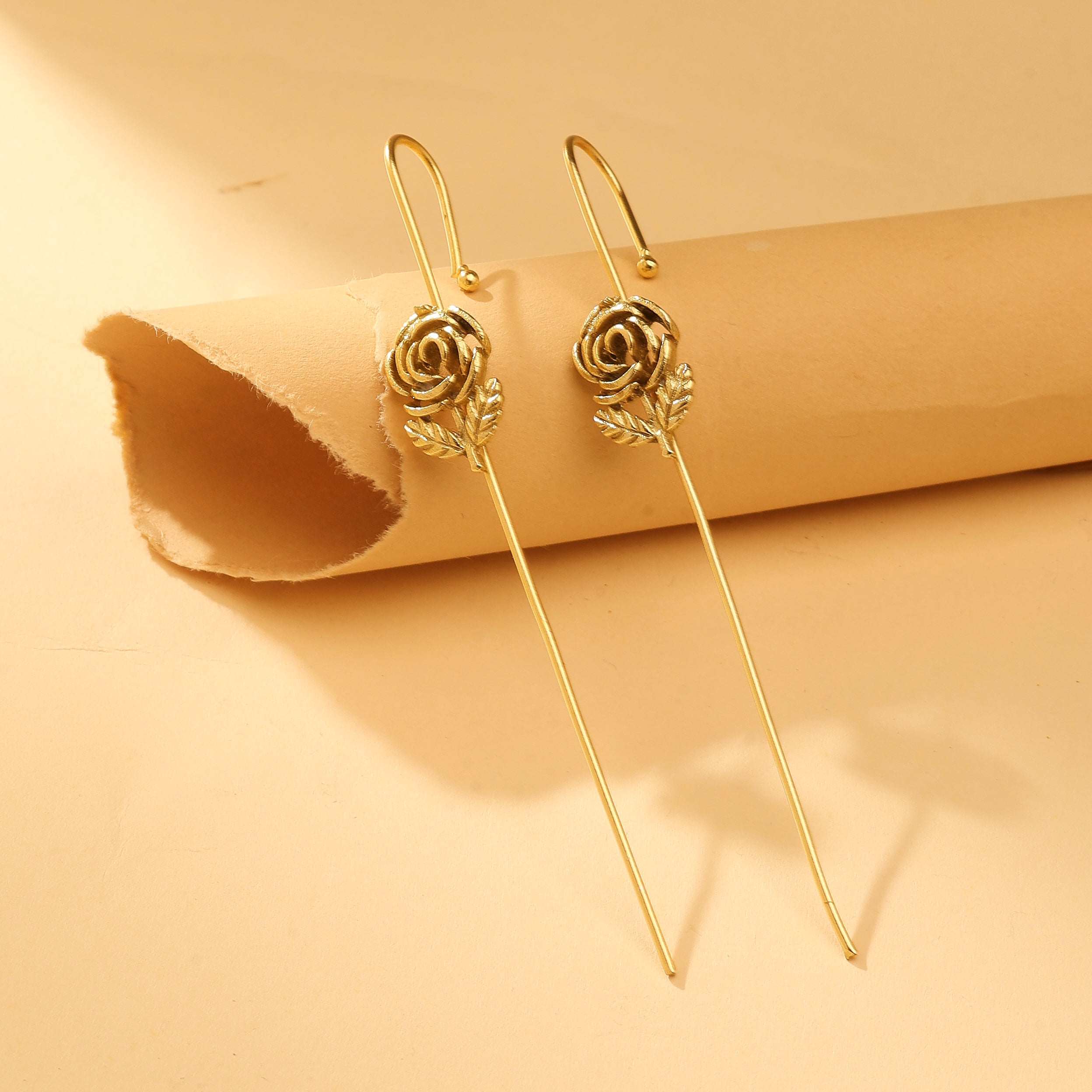 Golden Rose Ear Cuff Earrings