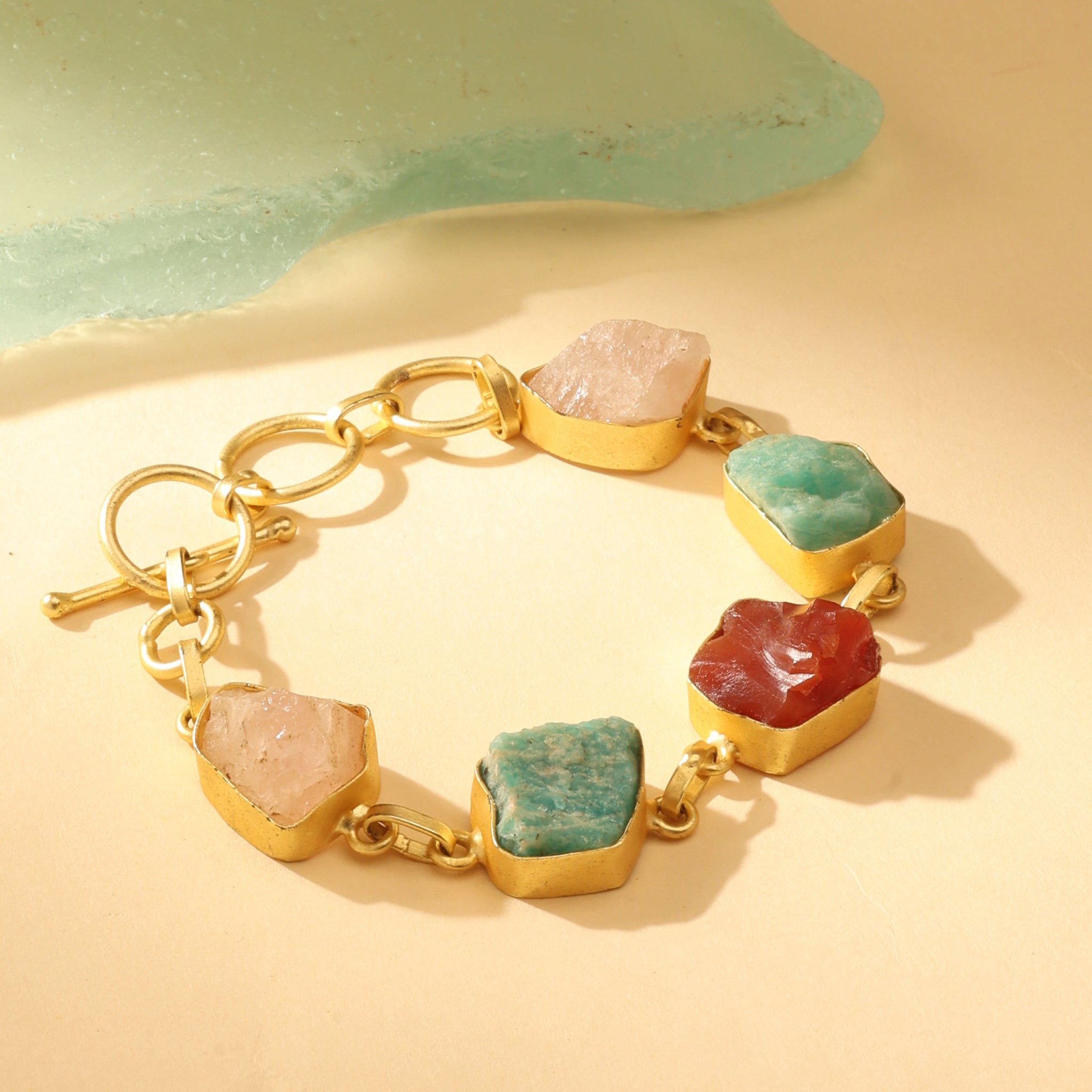 Raw Gemstone Link Bracelet