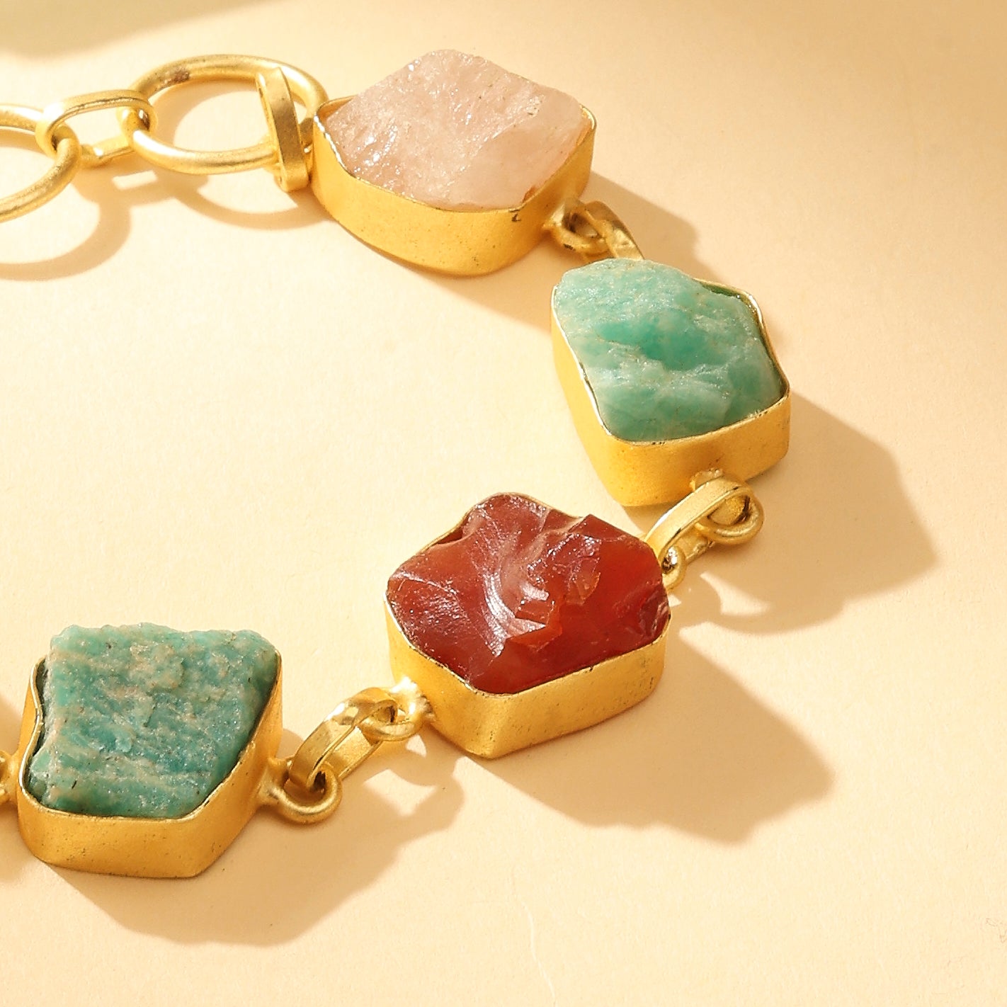 Raw Gemstone Link Bracelet