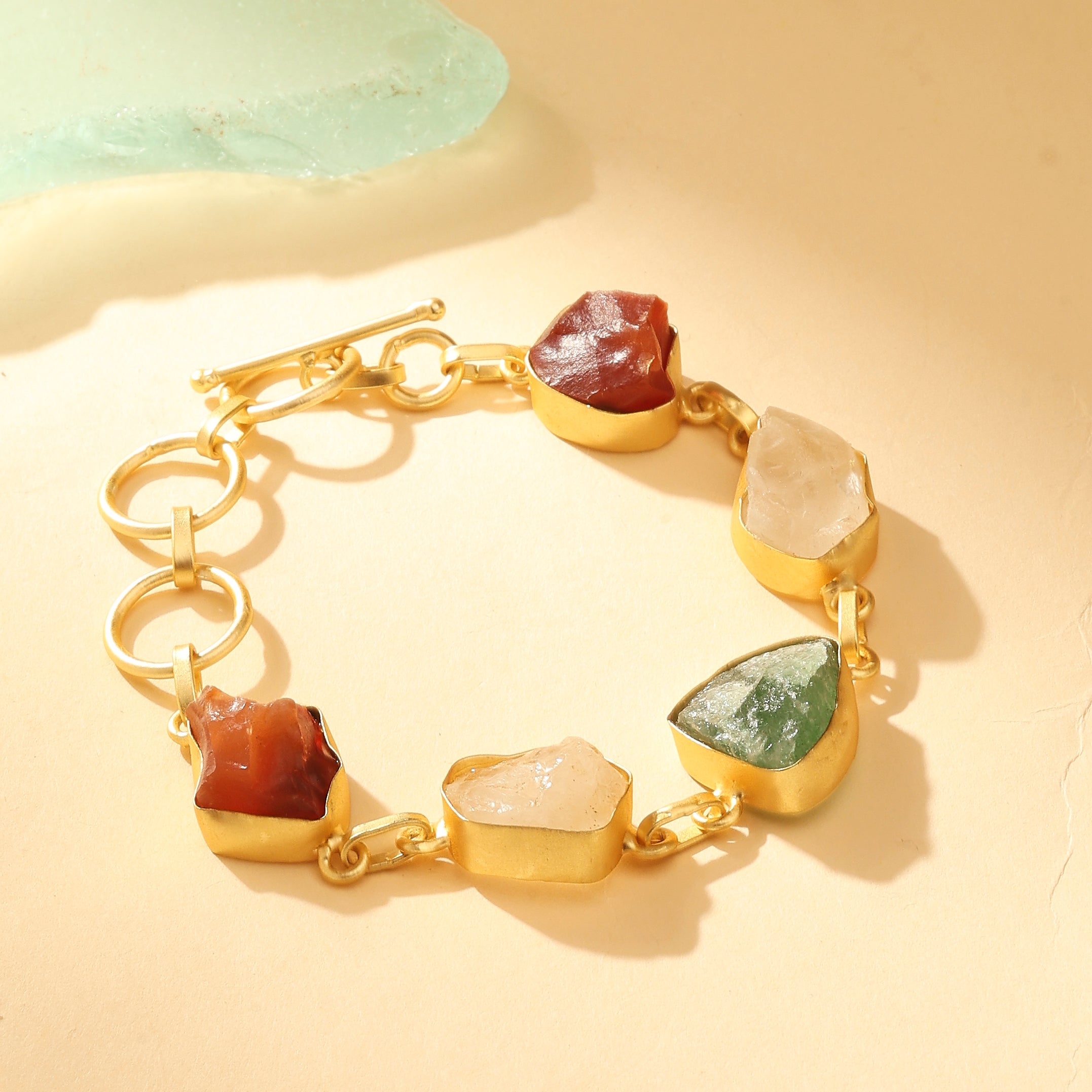 Raw Gemstone Link Bracelet – Sunset Edition