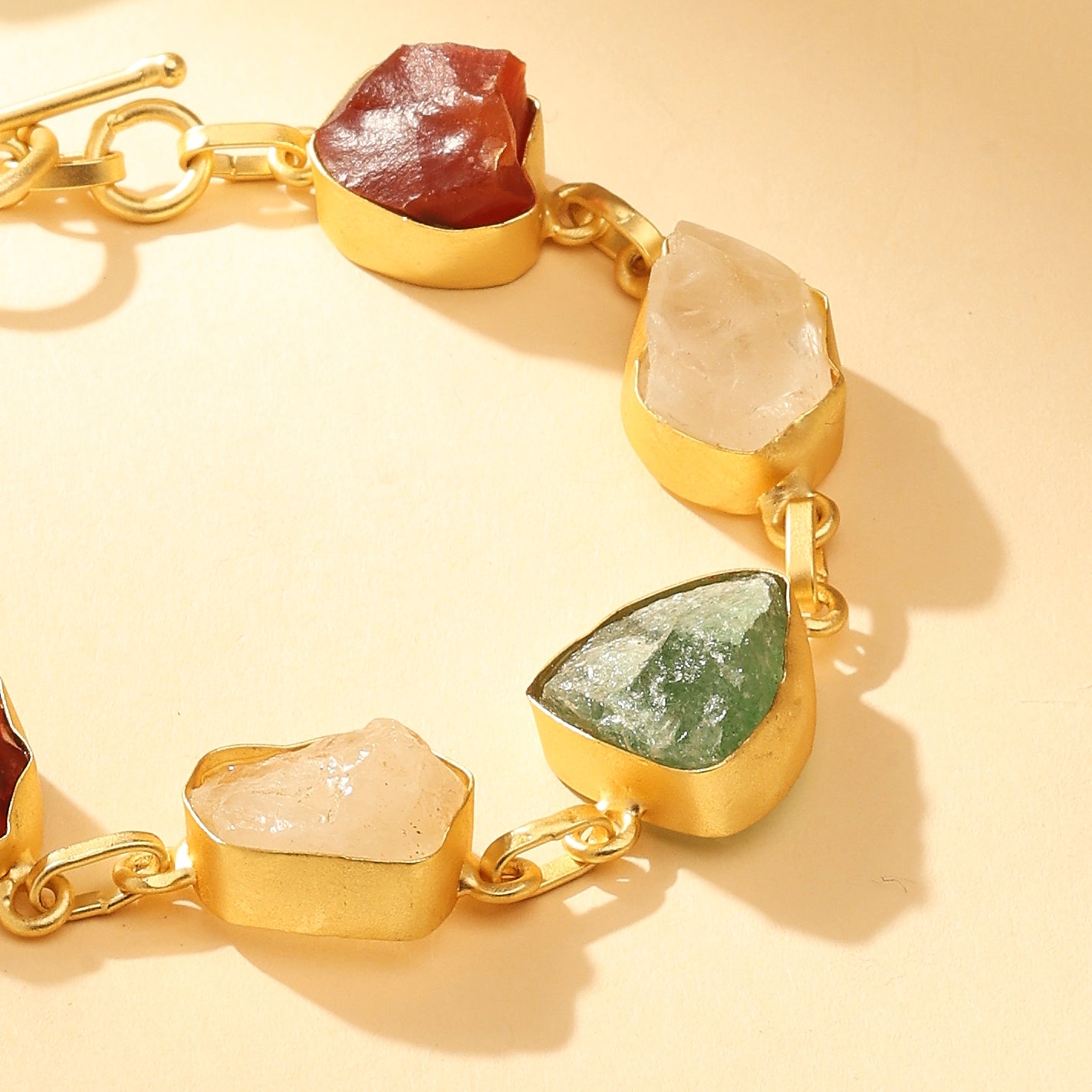 Raw Gemstone Link Bracelet – Sunset Edition