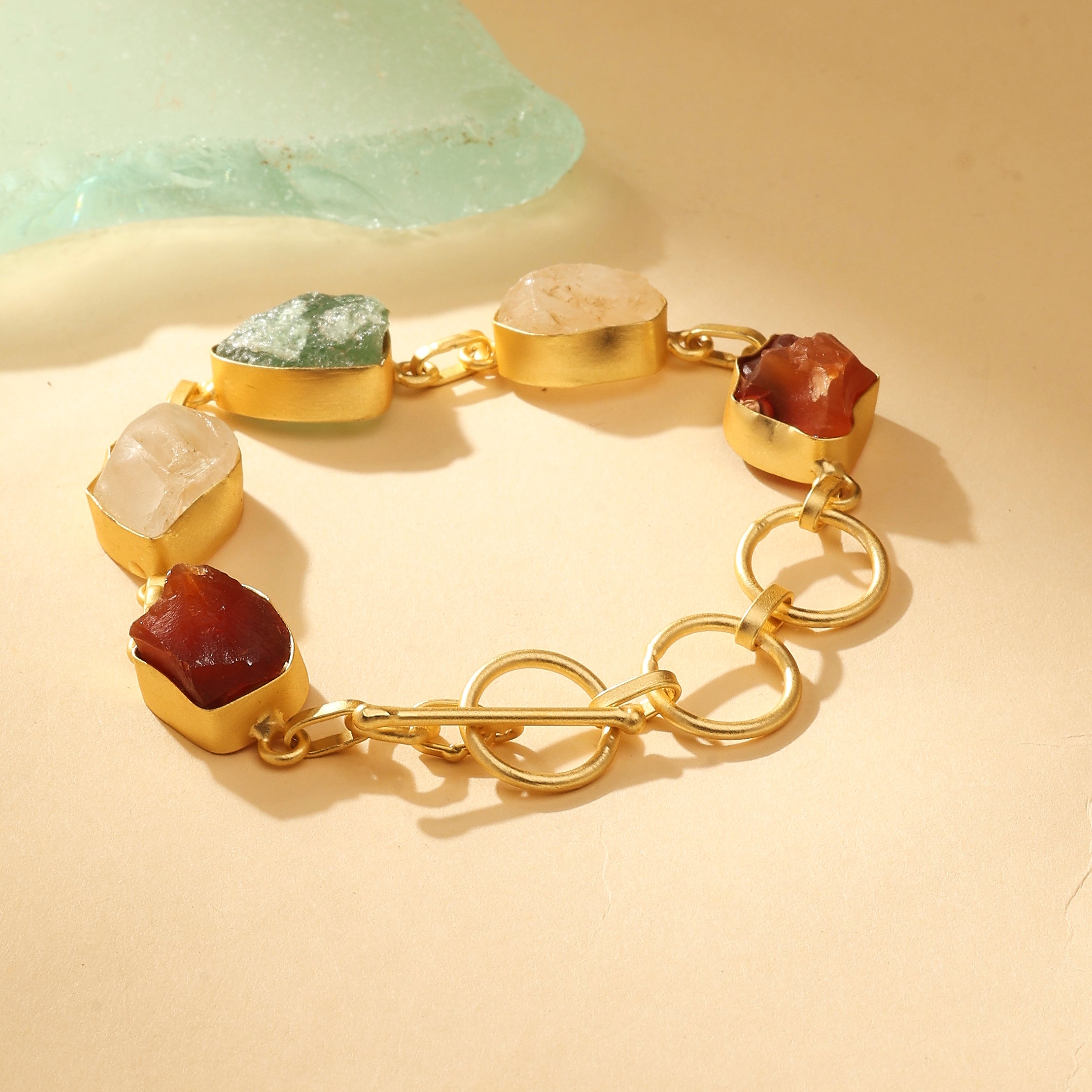 Raw Gemstone Link Bracelet – Sunset Edition