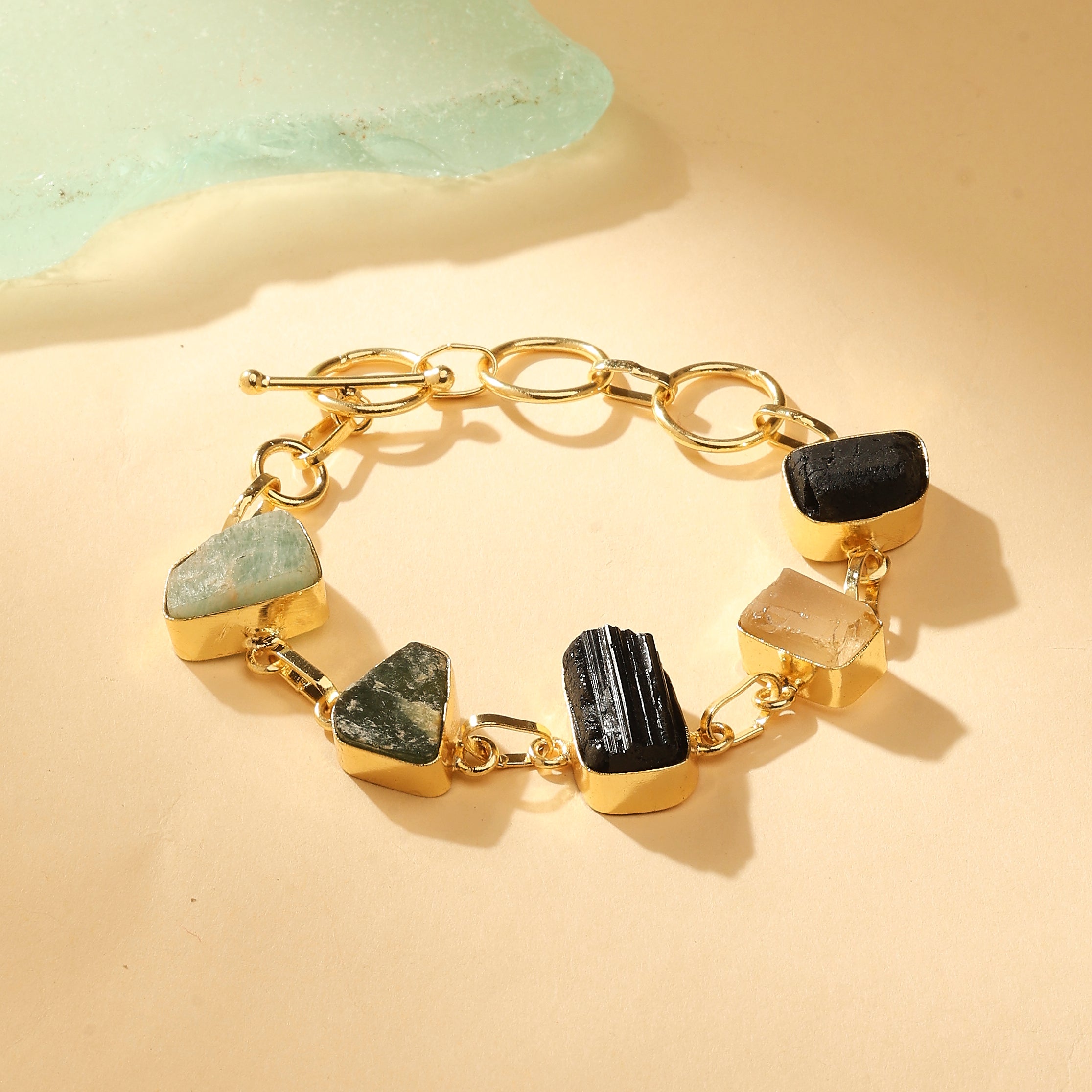Raw Gemstone Link Bracelet – Midnight Edition