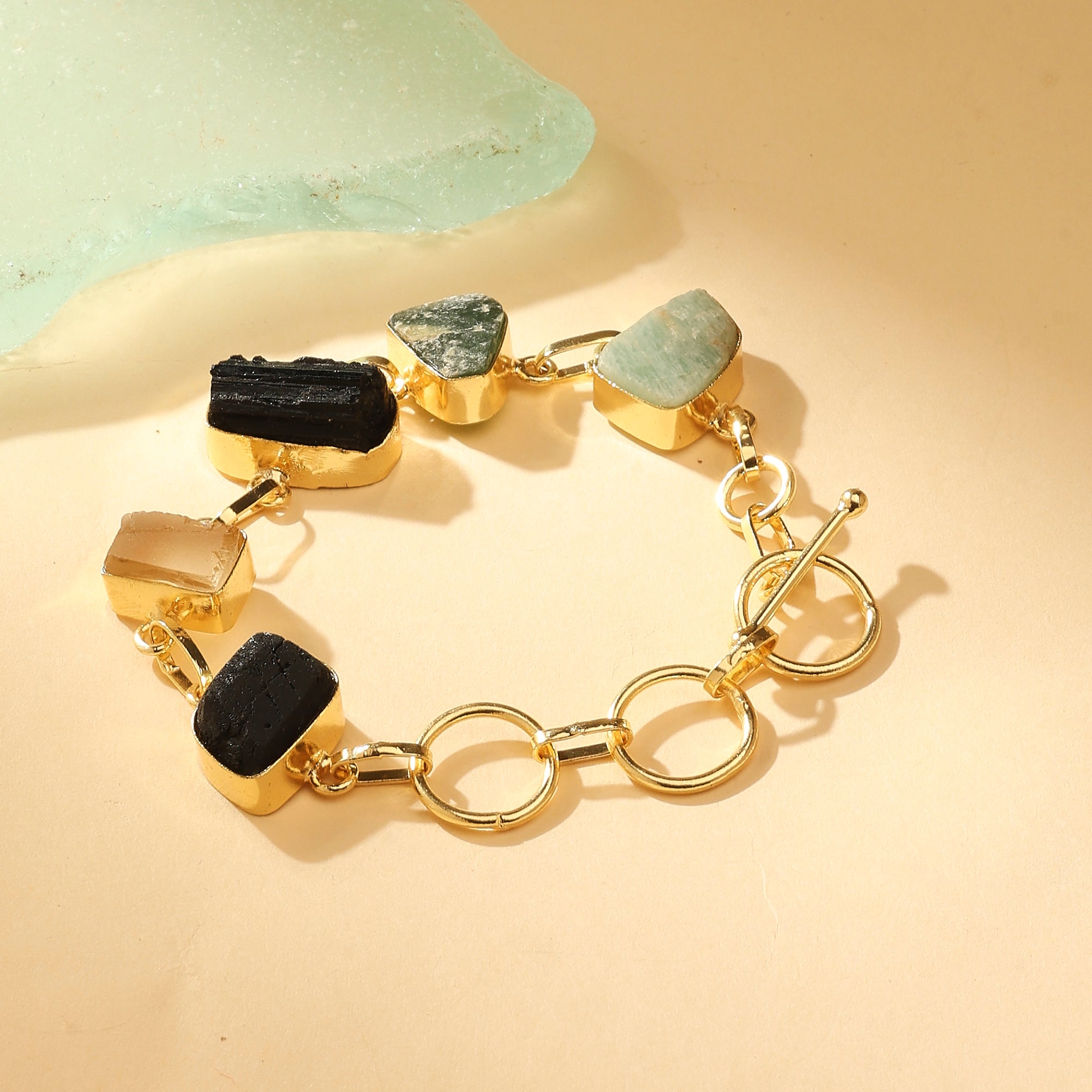 Raw Gemstone Link Bracelet – Midnight Edition
