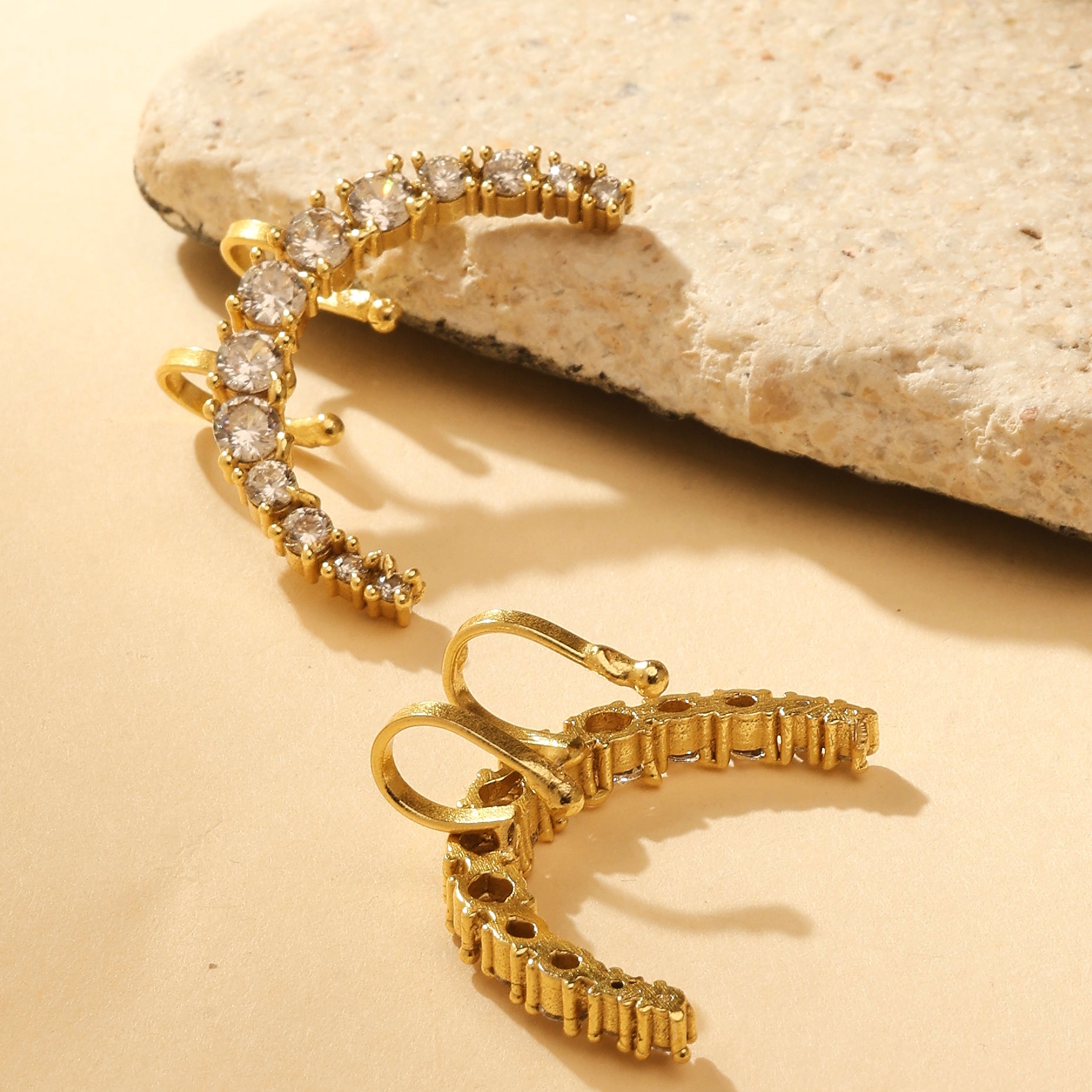 Crystal Studded Hoop Ear Cuff Earrings