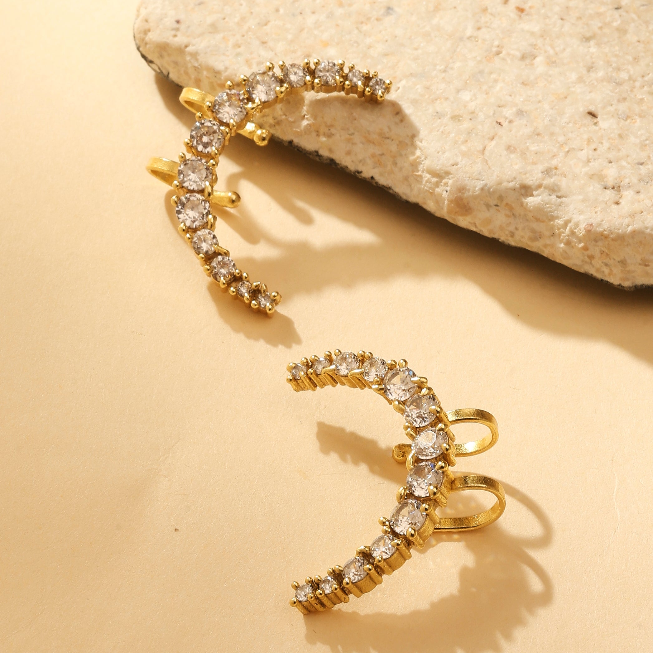 Crystal Studded Hoop Ear Cuff Earrings