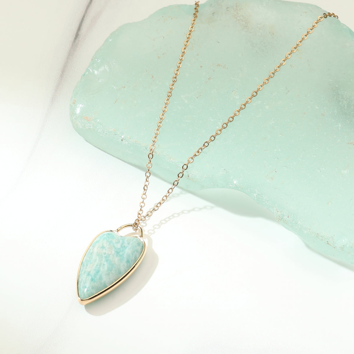 Amazonite Heart Pendant Necklace