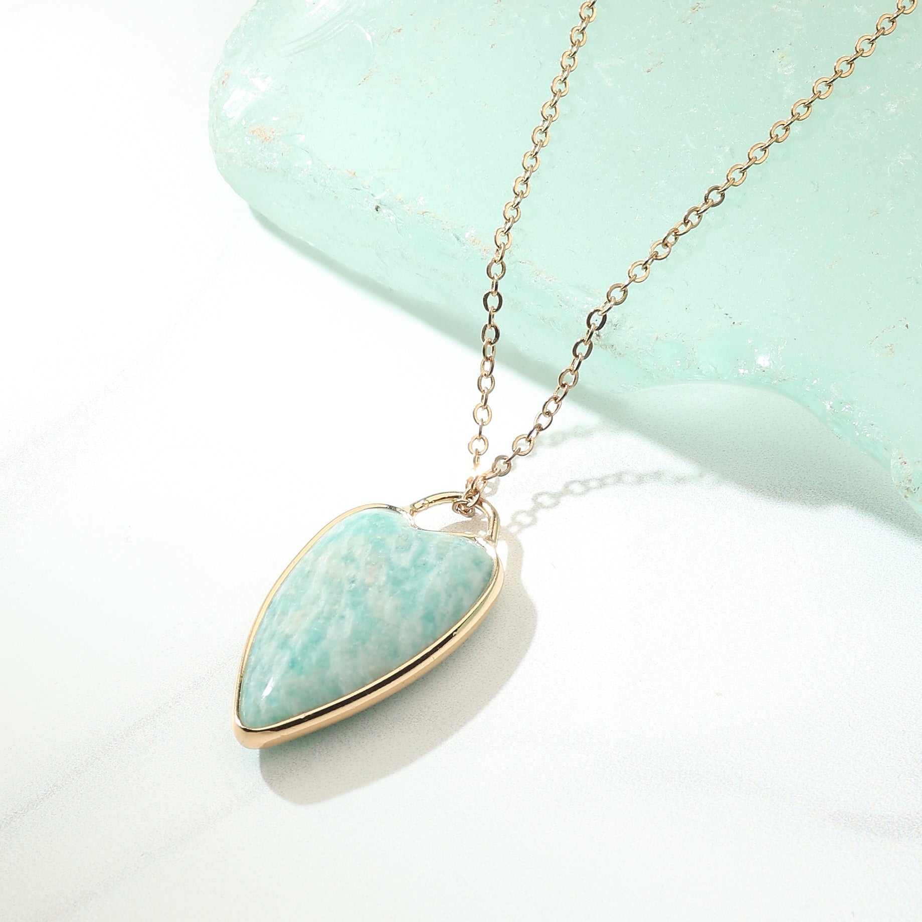 Amazonite Heart Pendant Necklace