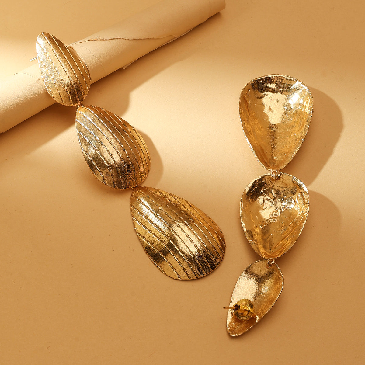 Golden Petal Tiered Earrings