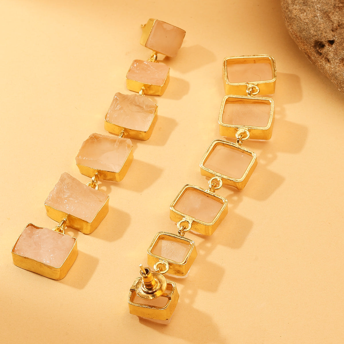 Rose Quartz Cascade Earrings