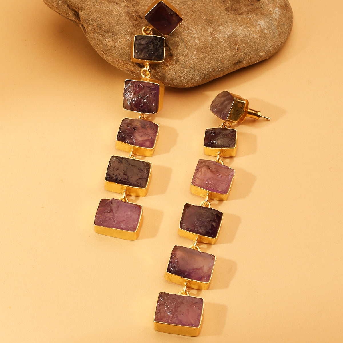 Amethyst Stone Drop Earrings