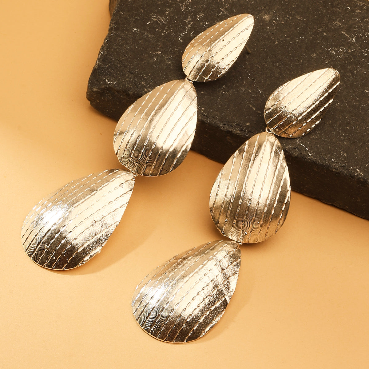Silver Petal Tiered Earrings