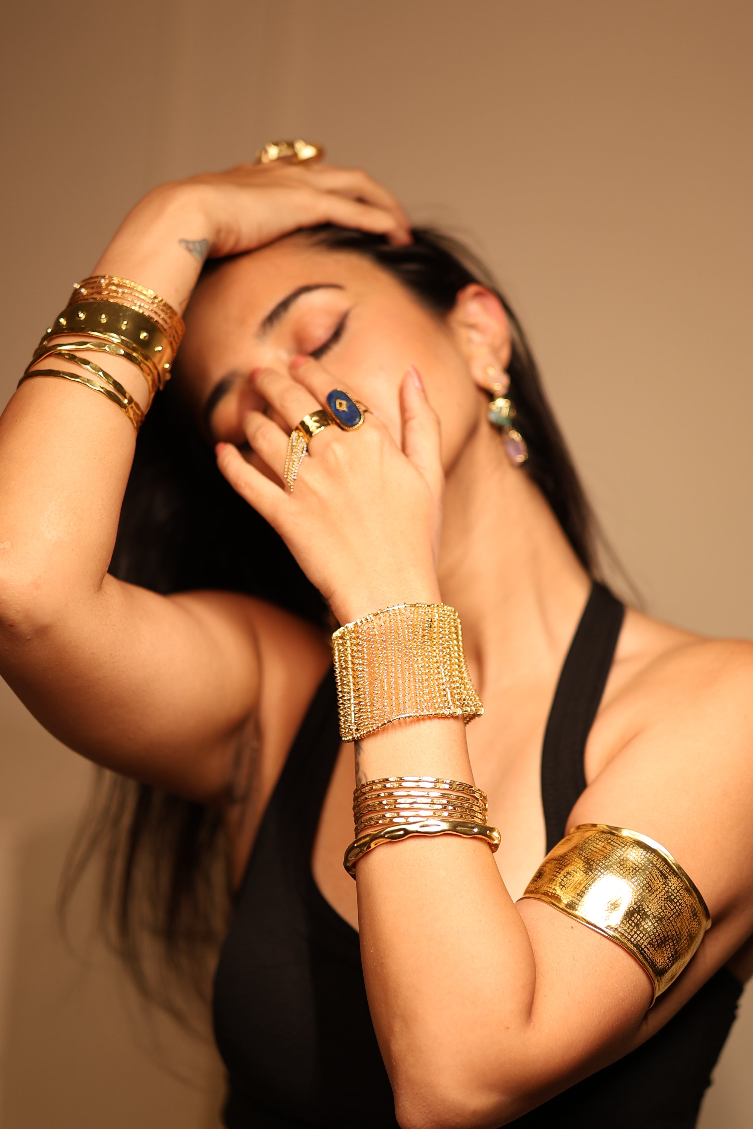 Woven Mesh Gold Cuff Bracelet