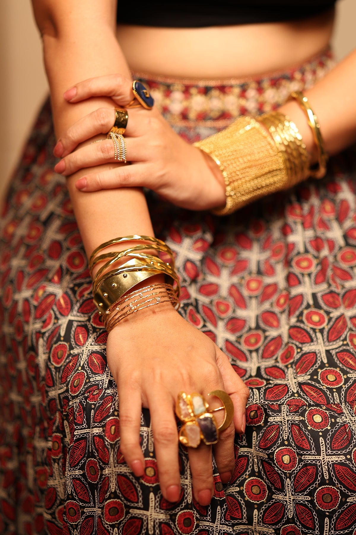 Woven Mesh Gold Cuff Bracelet